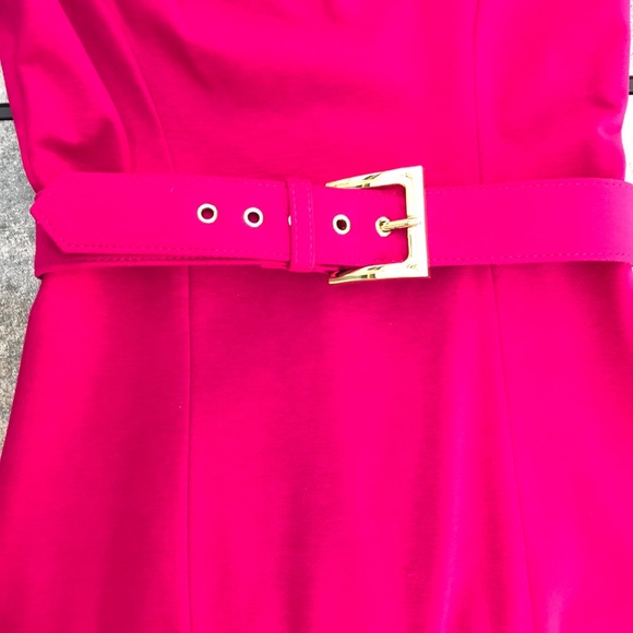 Cache Deep Fuchsia Classic Belted Sheath Dress - Picture 6 of 8